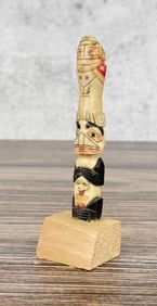 1950s Northwest Coast Carved Bone Totem Pole