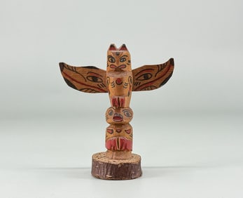 Alaskan Inuit Carved Totem Pole