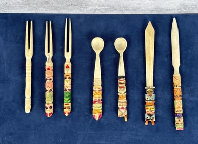Collection of Alaskan Carved Caviar Spoons