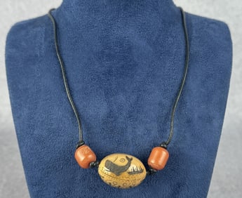 Scrimshaw Whaling Scene Necklace