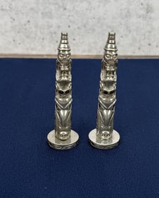 Alaskan Inuit Eskimo Pewter Totem Poles