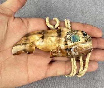 Alaskan Inuit Eskimo Carved Whale Necklace