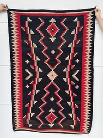 Navajo Ganado Indian Black Field Blanket Rug