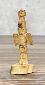 Alaskan Inuit Eskimo Carved Totem Pole