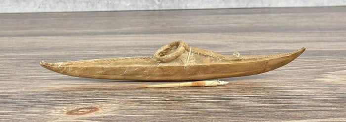 Miniature Alaskan Inuit Eskimo Canoe Model