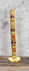 Alaskan Inuit Eskimo Carved Totem Pole