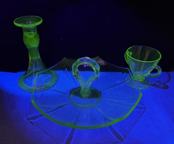 Group Of Uranium Green Depression Glass