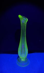 Depression Uranium Glass Swung Bud Vase