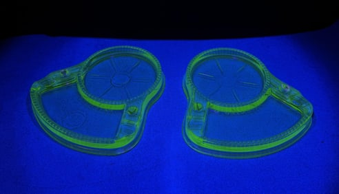Uranium Green Depression Glass Ashtrays