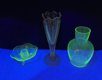 Group Of Uranium Green Depression Glass