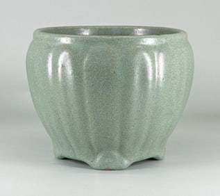 Arts & Crafts Green Pottery Jardinere