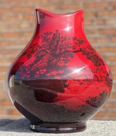 Royal Doulton Flambe Woodcut Vase 1605