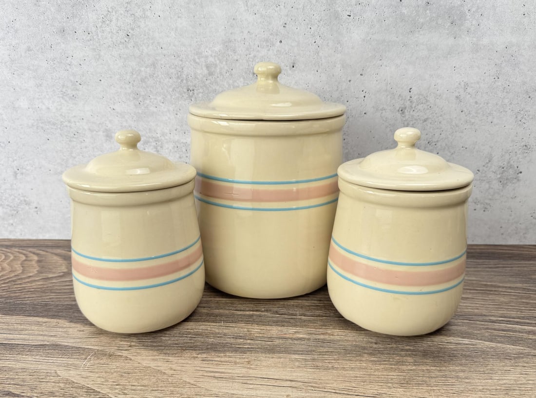 McCoy Pottery Kitchen Canister Set 133 135: Three pieces.