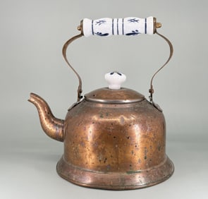 Blue Onion Copper Porcelain Teapot Kettle