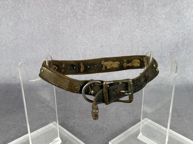 Victorian Brass Studded Dog Collar & Lock