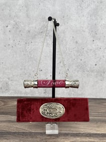 Cranberry Glass & Silver Plate Prayer Scroll