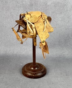 Miniature Tooled Leather Cowboy Saddle