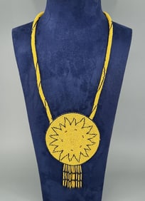Native American Indian Beaded Rosette Necklace