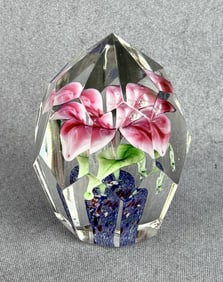 Antique Faceted Art Glass Paperweight