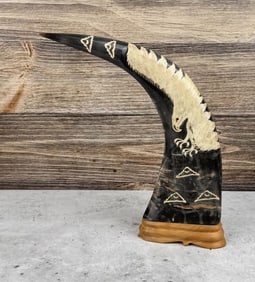 Carved Water Buffalo Horn