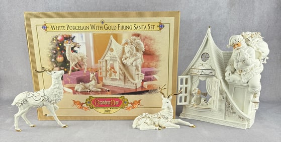Grandeur Noel White Porcelain Santa Set