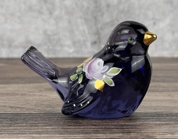 Fenton Glass Powell Painted Bird Paperweight