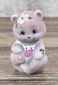 2005 Fenton Glass Blue Burmese Bear Paperweight