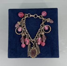 Pink Costume Jewelry Blown Glass Bracelet