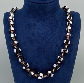 Art Deco Amethyst Glass Bead Necklace