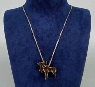 Sterling Silver Moose Necklace