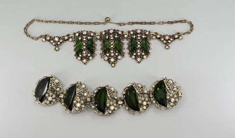 Green Rhinestone Costume Jewelry