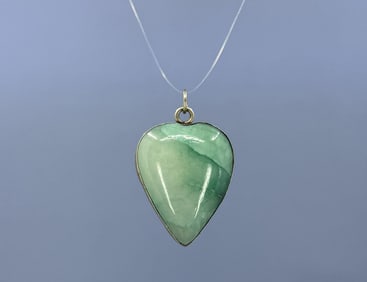 Sterling Silver Green Agate Heart Pendant