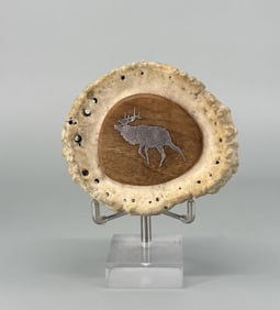 Silver Inlaid Elk Horn Burr Belt Buckle
