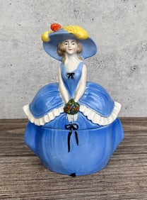 Porcelain Half Doll Powder Dresser Box