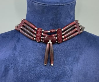 Plains Native American Indian Hair Pipe Choker