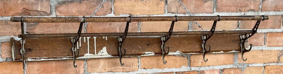 Antique Oak Railroad Coat Luggage Rack (1 of 4)