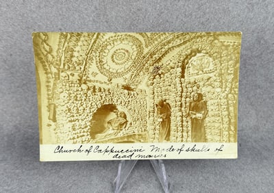 Church of Cappuccini Monks Skulls RPPC Postcard