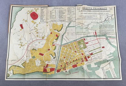 1920 Map of Yokohama by Bretts Pharmacy