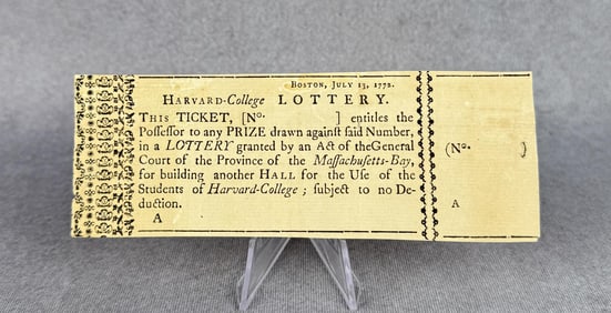 1772 Harvard College Lottery Ticket