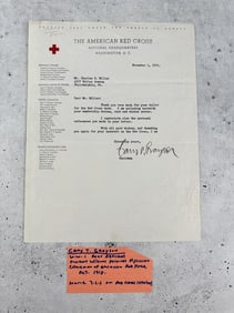 Cary Grayson Autographed Red Cross Letter