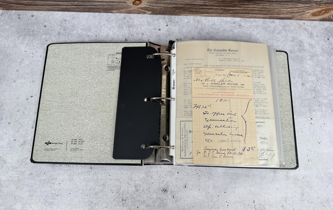 Binder of Antique Medical Ephemera: Topics Include: Druggists, Navy Veterans Hospital, Organs, Anatomy, Chiropractic, Skin Care, Indigestion, Snake Oil, Pathology of the Heart, Dentistry. 27 pages.