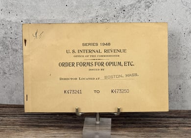 US Internal Revenue Order Form for Opium
