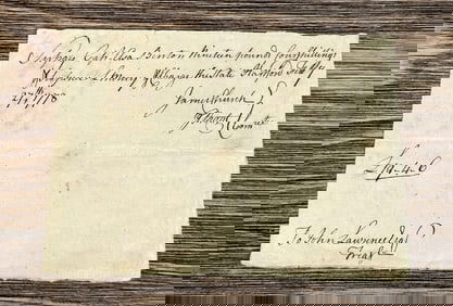 American Revolution James Church Pay Table Note