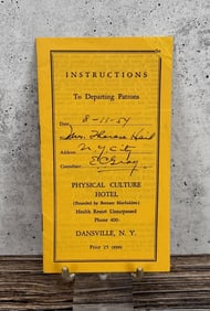 Physical Culture Hotel Departing Instructions