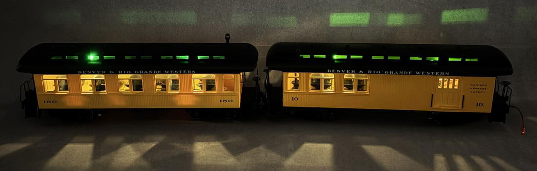 LGB G Scale Passenger Railroad Train Cars: Two total. Denver Rio Grande & Western.