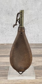 Antique Leather Powder Flask Shot Bag