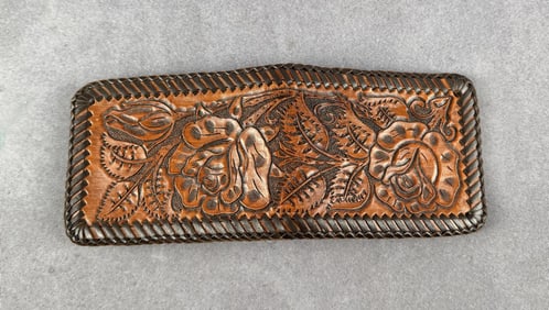 Vintage Tooled Leather Cowboy Wallet