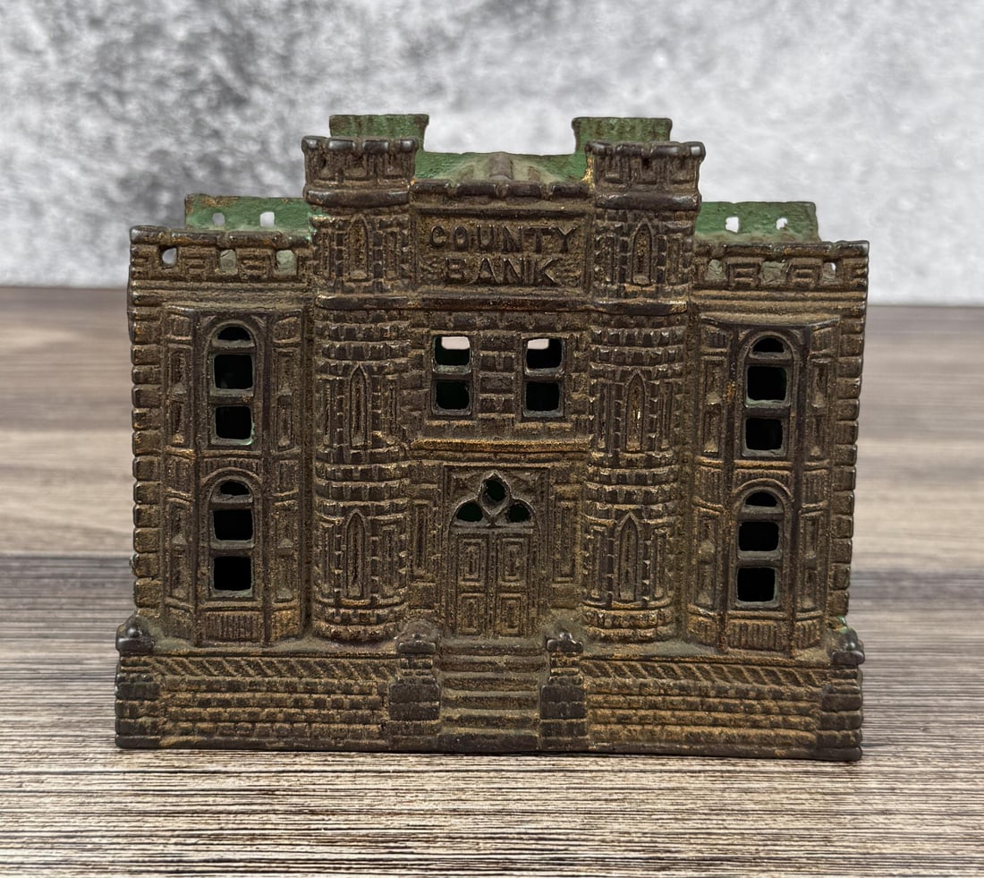 John Harper County Bank Cast Iron Bank: Still Bank Measures 5 1/8" by 4 1/8" by 2 5/8"