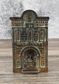 HL Judd City Bank with Teller Cast Iron Bank