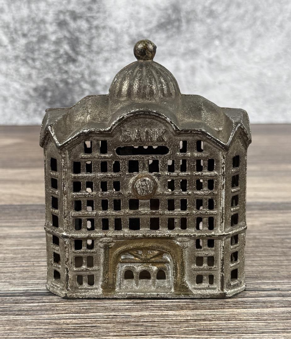 AC Williams Dome Building Cast Iron Bank: Still Bank measures 4 5/8" by 4" by 2 1/2"
